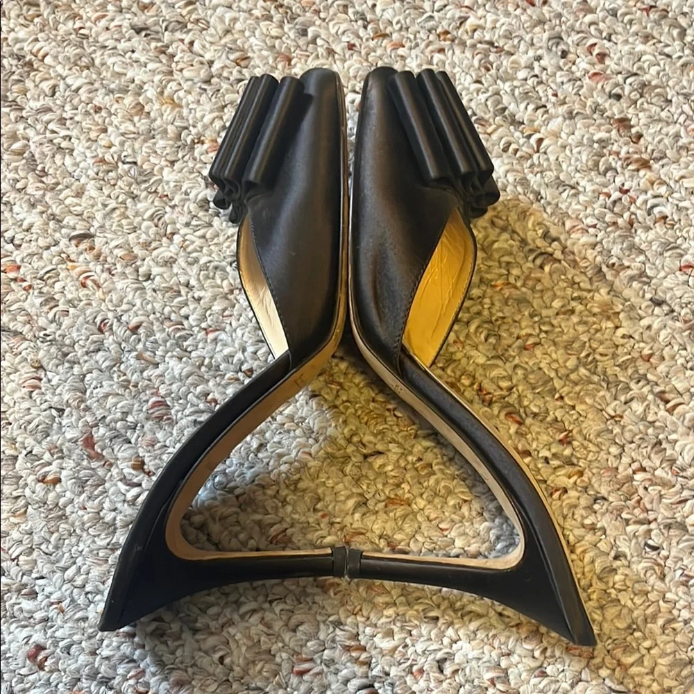 Kate Spade Dark Brown Satin Stiletto Heels with Bow Accent Size 6